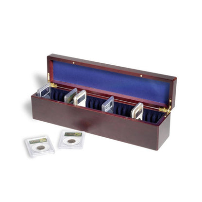 Mahogany Wood Finish Storage Box for 25 Certified Graded Coin Slabs