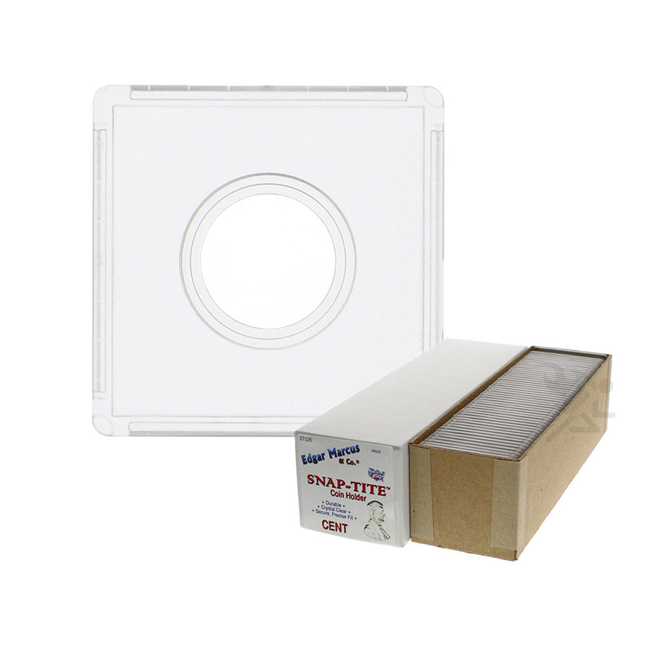 Snap-Tite 2x2 Plastic Coin Holders for Penny/Cent, 25 ct Box
