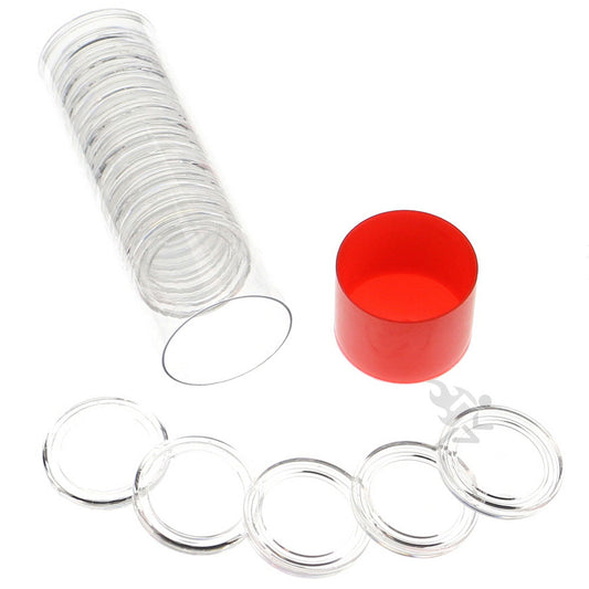 Capsule Tube & 20 Direct Fit 22mm Coin Holders for 1/4oz Gold Eagles