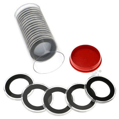 Capsule Tube & 20 Ring Fit 33mm Coin Holders for 1/2oz Silver Libertad