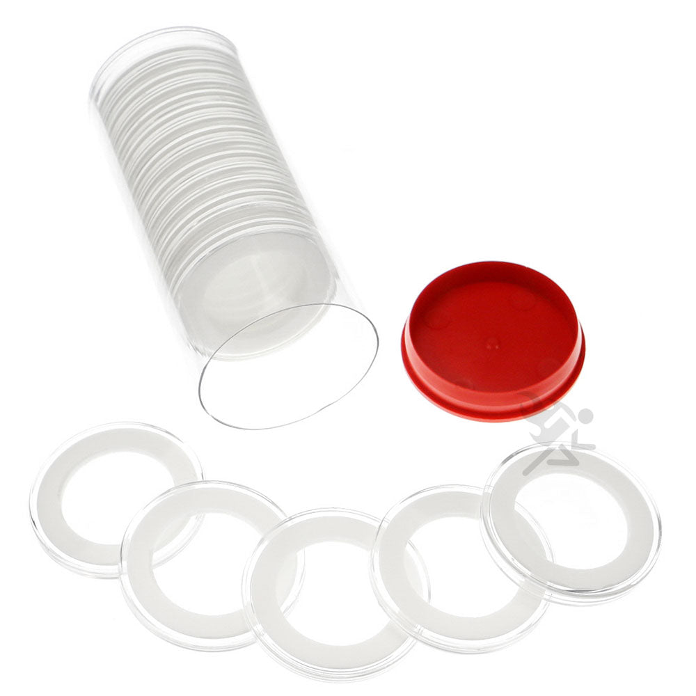 Capsule Tube & 20 Ring Fit 33mm Coin Holders for 1/2oz Silver Libertad