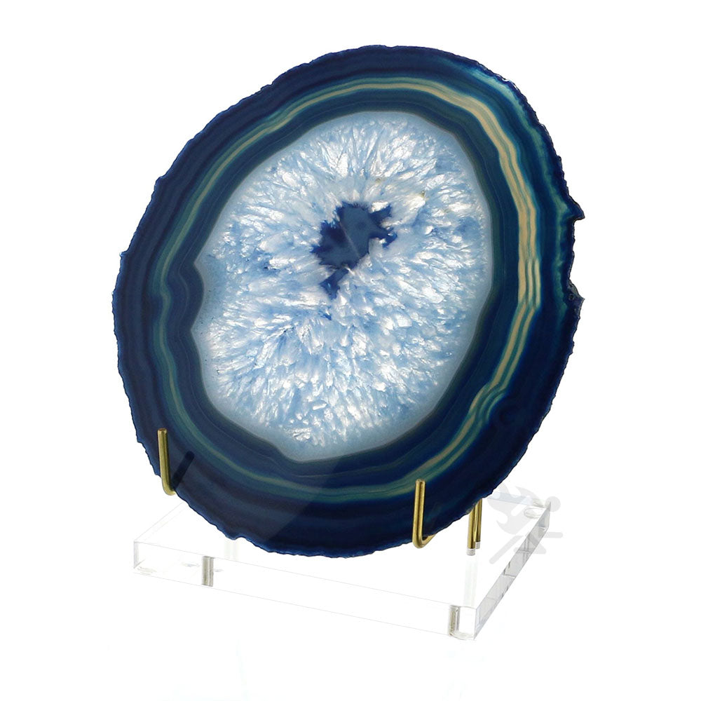 Mineral Geode Fossil Display Stand, Round Back Metal Easel