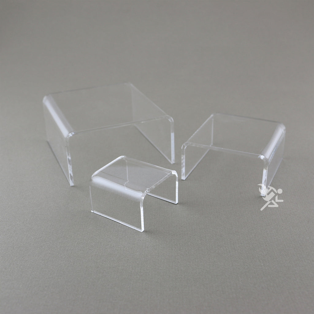 3 Piece Display Risers Clear Acrylic Riser Shelf for Action Figures Cupcake Candy Treat Display