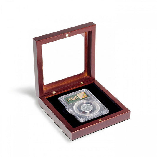 Mahogany Slab Presentation Box for Single Certified Coin