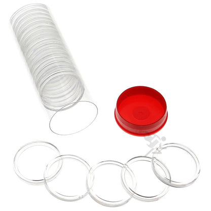Capsule Tube & 20 Direct Fit 30.6mm Coin Holders for US Half Dollars