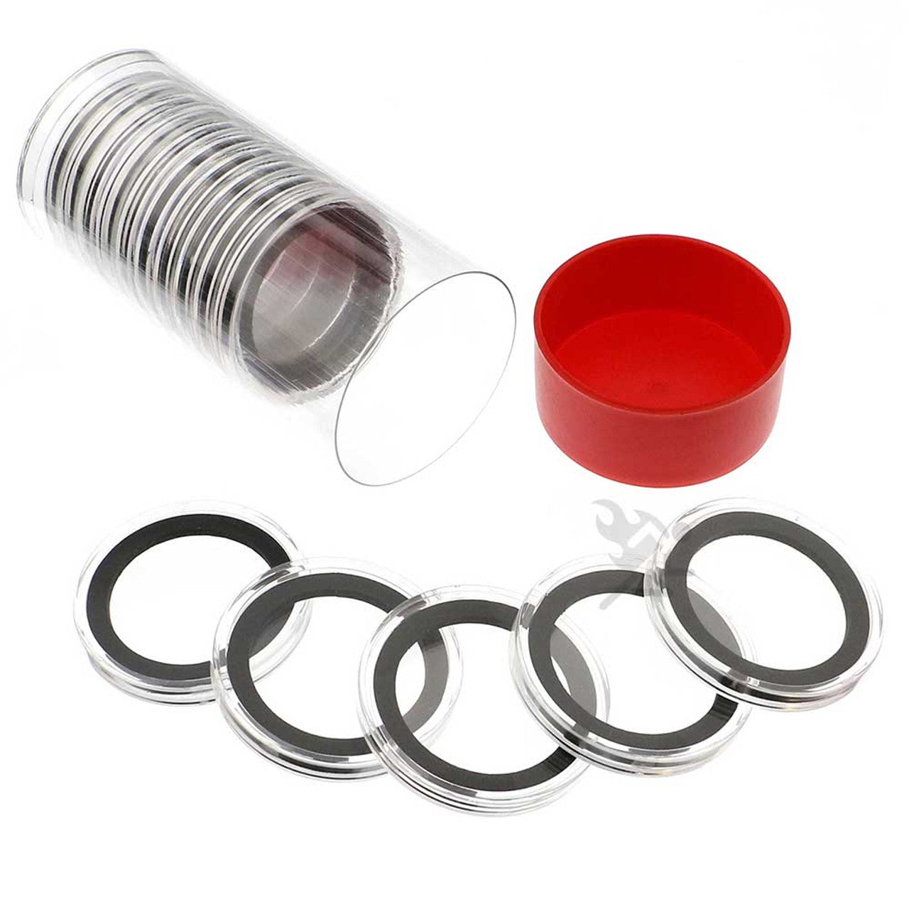 Capsule Tube & 15 Ring Fit X38mm Coin Holders for 1.5oz Canadian Wildl ...