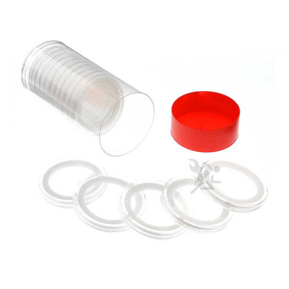 Capsule Tube & 15 Ring Fit X38mm Coin Holders for 1.5oz Canadian Wildlife Coins