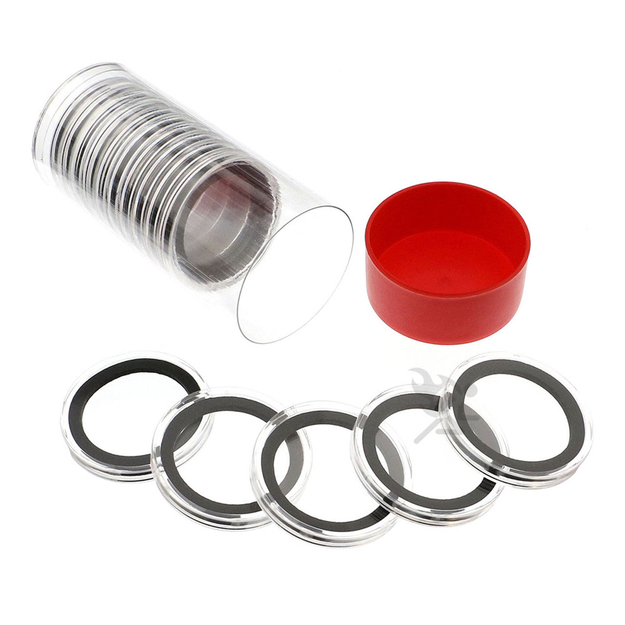 Capsule Tube & 15 Ring Fit X39mm Coin Holders for Medallions & Challenge Coins