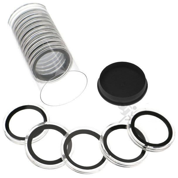 Capsule Tube & 15 Ring Fit X40mm Coin Holders for 2oz Gold Kangaroo