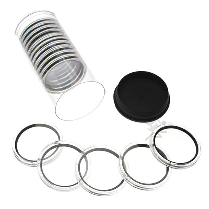 Capsule Tube & 15 Ring Fit X43mm Coin Holders for $10 Silver Strikes