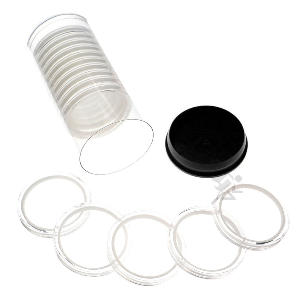 Capsule Tube & 15 Ring Fit X44mm Coin Holders for 1oz Lunar Series 2