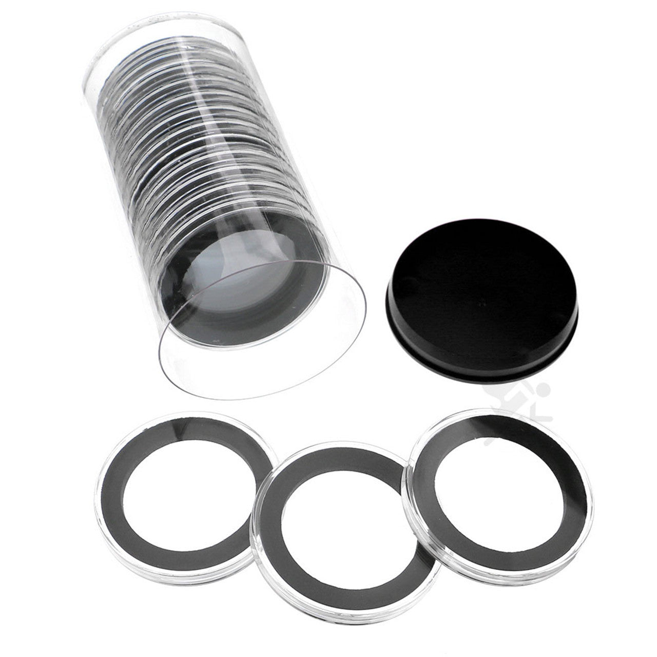 Capsule Tube & 15 Ring Fit Y48mm Black Ring Coin Capsules for 2oz Libertads