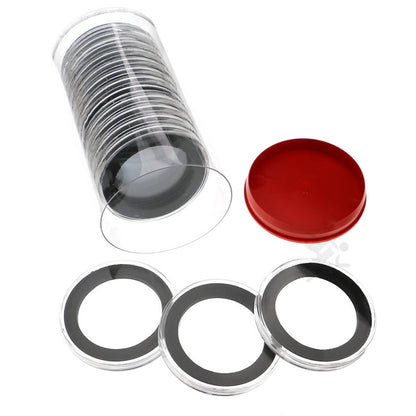 Capsule Tube & 15 Ring Fit Y48mm Black Ring Coin Capsules for 2oz Libertads