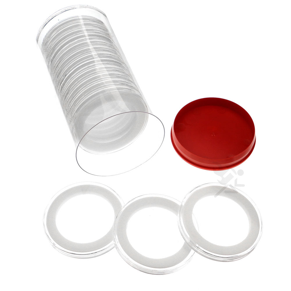 Capsule Tube & 15 Ring Fit Y47mm Coin Capsules for 2oz Silver Rounds