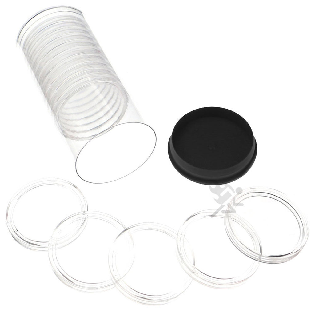 Capsule Tube & 15 Direct Fit X1.75" Coin Holders for Military Challenge Coins