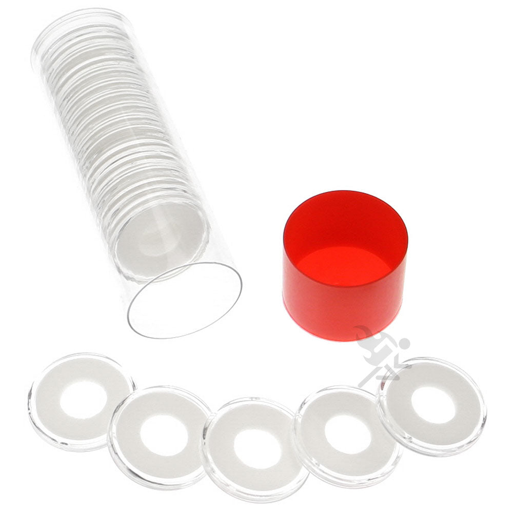 Capsule Tube & 20 Ring Fit 12mm Coin Holders for 1/20oz Gold Britannia ...
