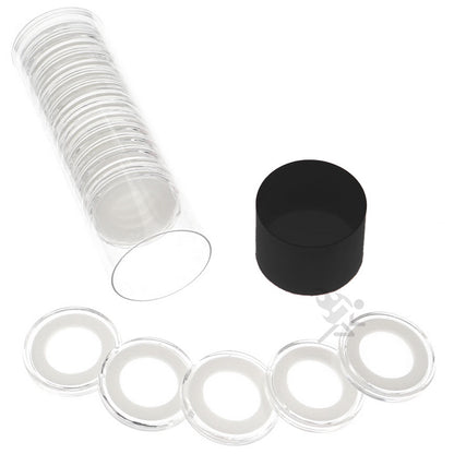 Capsule Tube & 20 Ring Fit 18mm Coin Holders for US Dimes