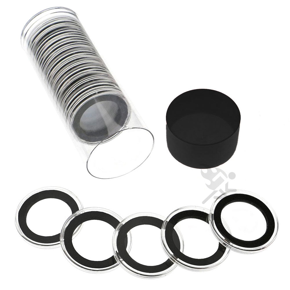 Capsule Tube & 20 Ring Fit 31mm Coin Holders for British Penny
