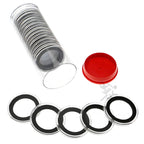 Capsule Tube & 20 Ring Fit 30mm Coin Holders for US Half Dollars