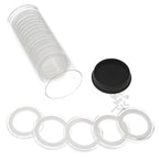 Capsule Tube & 20 Ring Fit 30mm Coin Holders for US Half Dollars