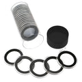 Capsule Tube & 20 Ring Fit 35mm Coin Holders for Three Shillings