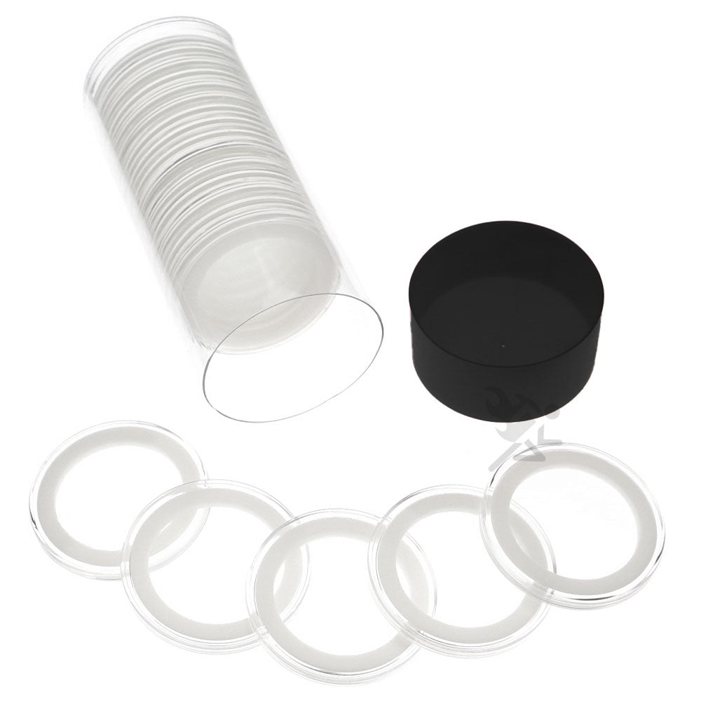Capsule Tube & 20 Ring Fit 37mm Coin Capsules for 1oz Philharmonics