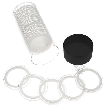 Capsule Tube & 20 Ring Fit 38mm Coin Holders for 1oz Silver Dollars