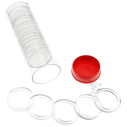 Capsule Tube & 20 Direct Fit 24.3mm Coin Holders for US Quarters