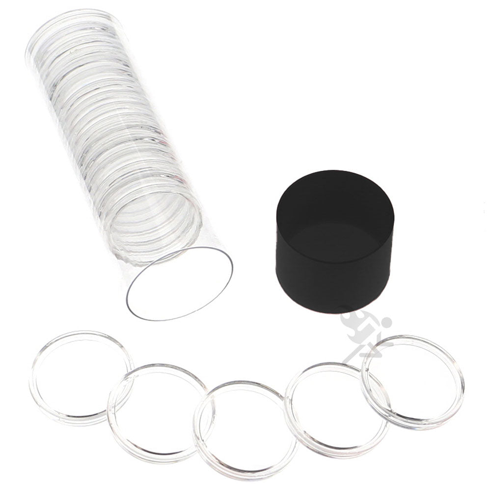 Capsule Tube & 20 Direct Fit 26.5mm Coin Holders for Presidential Dollars