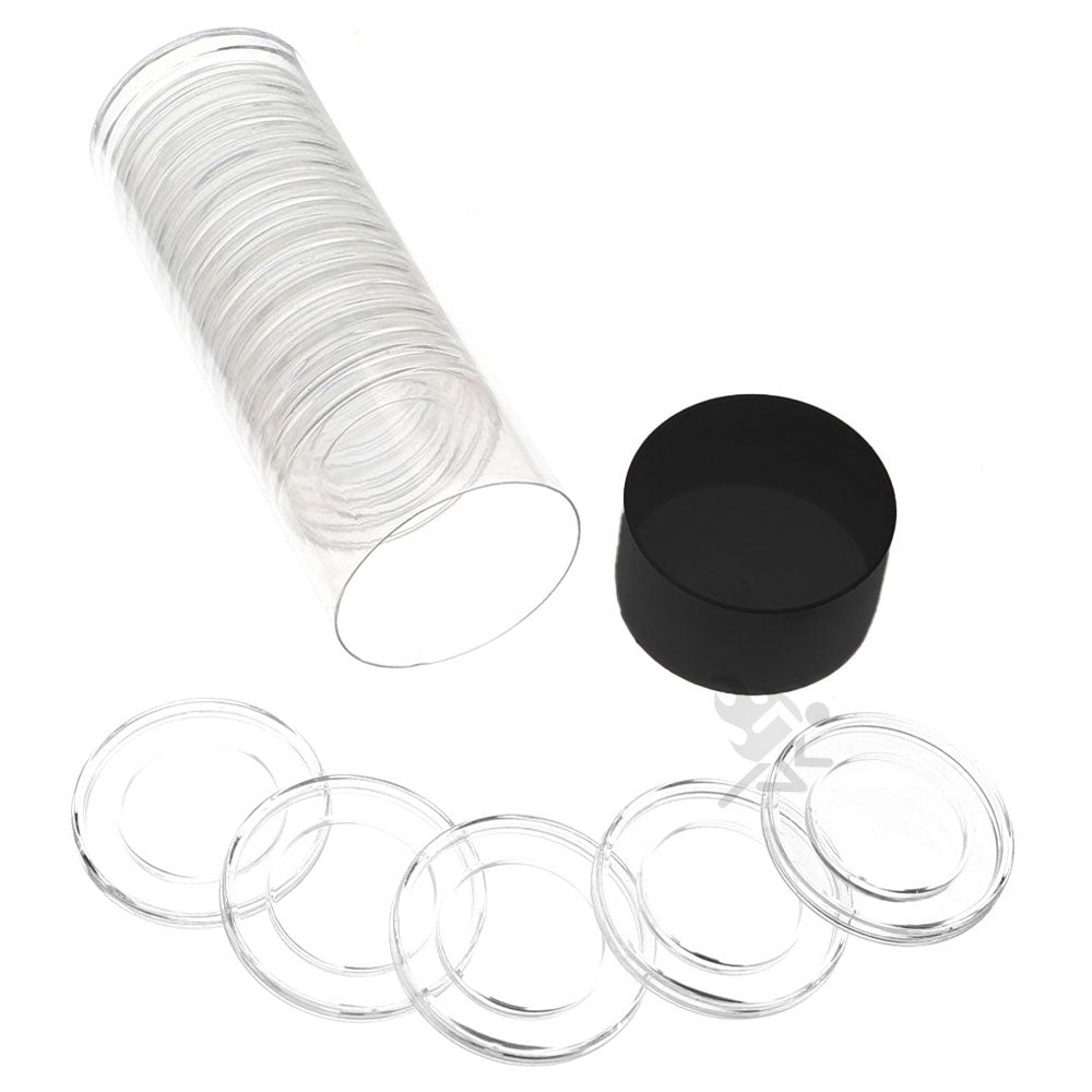 Capsule Tube & 20 Direct Fit 27mm Coin Holders for 1/2oz Gold Eagles ...