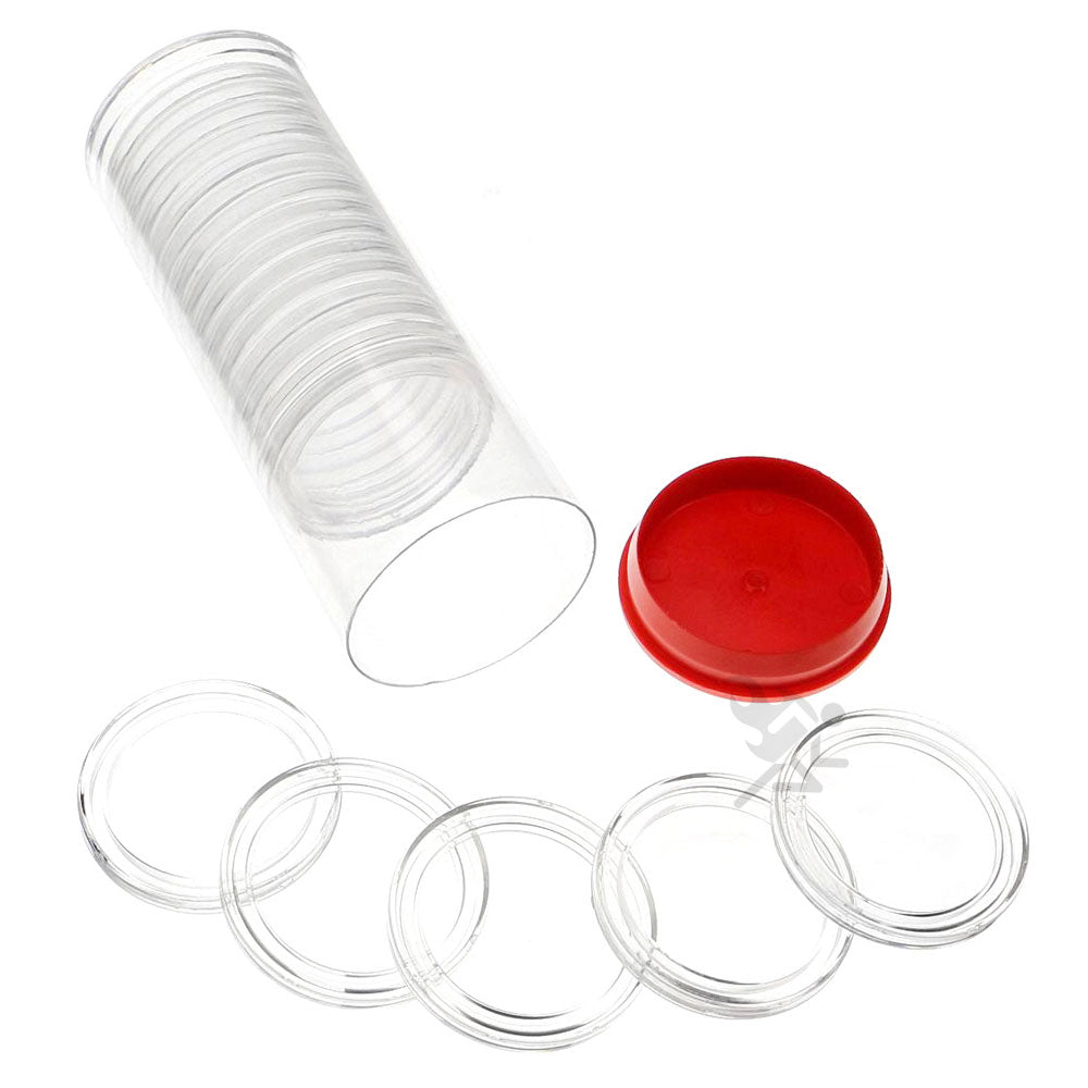 Capsule Tube & 20 Direct Fit 34mm Coin Holders for 1/2oz Silver Maple ...