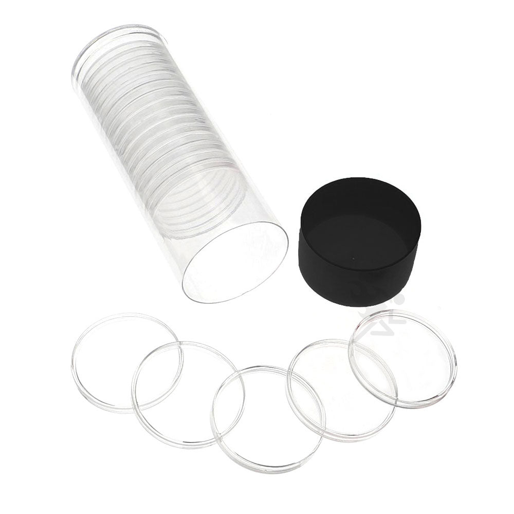 Capsule Tube & 20 Direct Fit 40.6mm Coin Holders for 1oz Silver Eagles