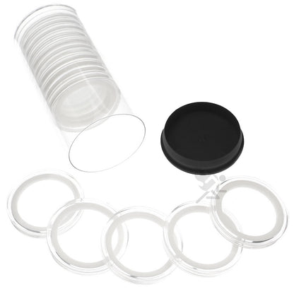 Capsule Tube & 15 Ring Fit X40mm Coin Holders for 1oz Silver Kookaburra