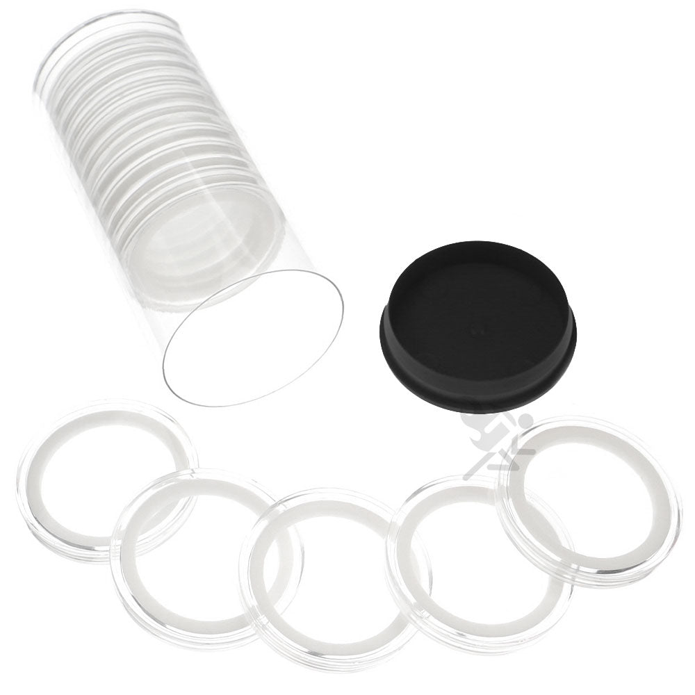 Capsule Tube & 15 Ring Fit X38mm Coin Holders for 1.5oz Canadian Wildlife Coins