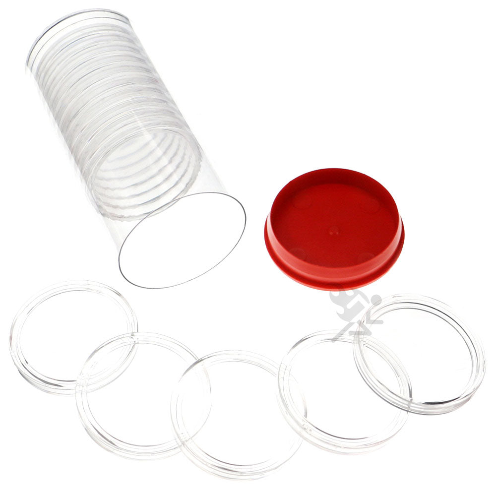Capsule Tube & 15 Direct Fit X1.75" Coin Holders for Military Challenge Coins